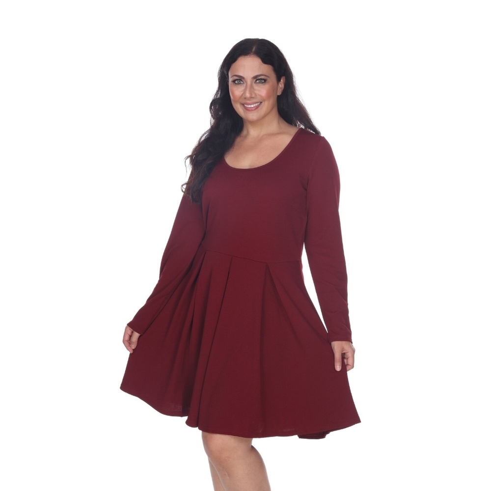 White Mark Plus Long Sleeve Fit & Flare Dress